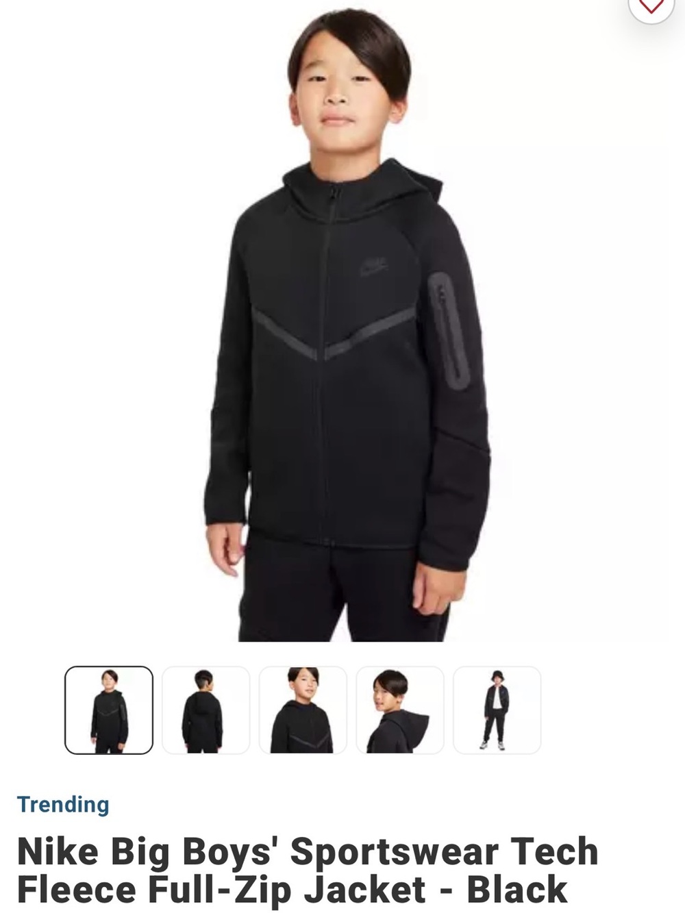 Nike Black Boys Tech Full-Zip Hoodie